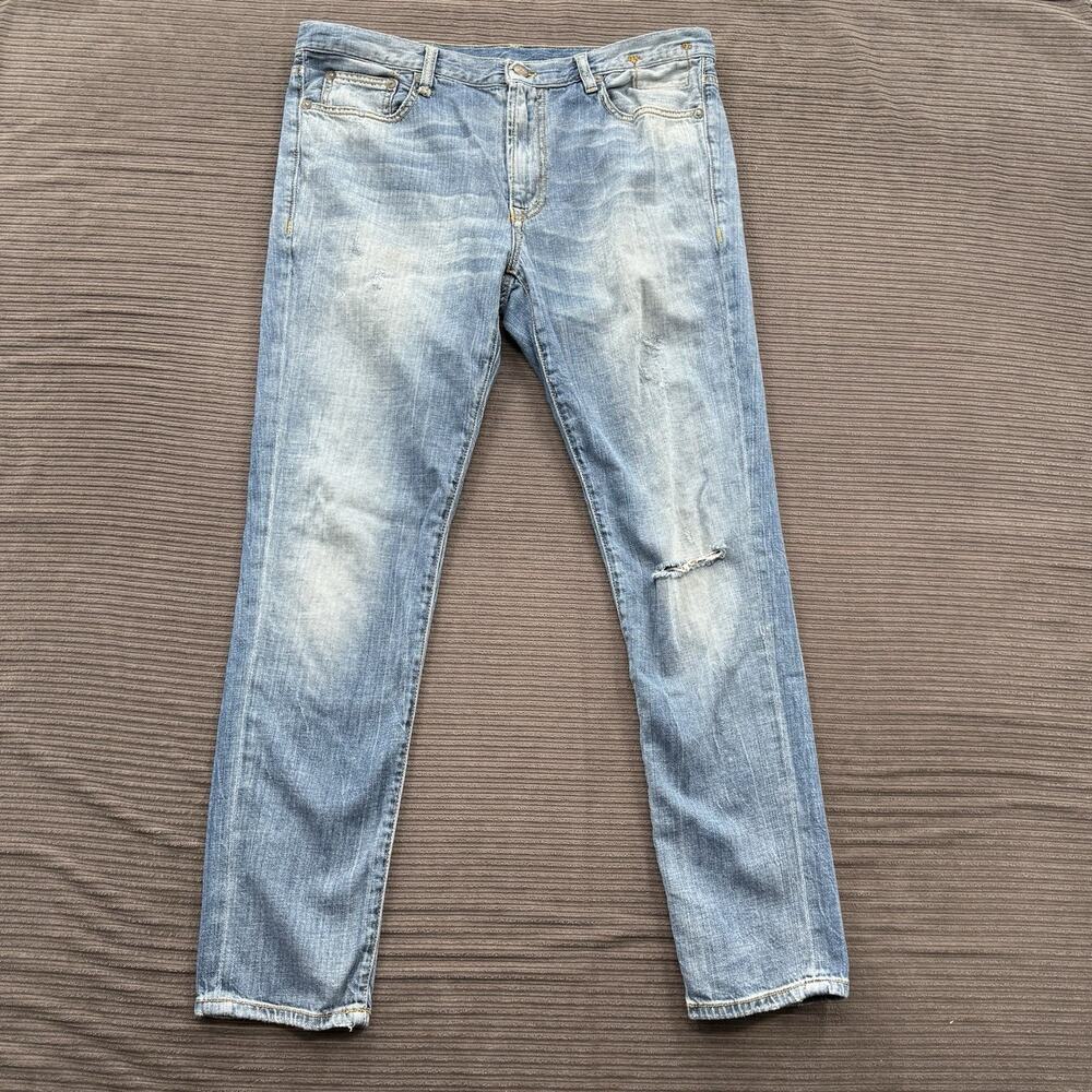 R13 Light Blue Distressed Skinny Jeans